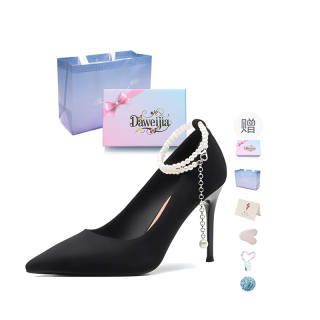 DAWEIJIA Pu Slim Heel High Heels Women's Black