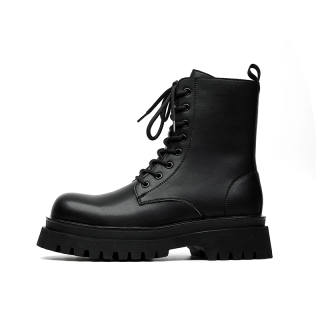 SHUILIXING Microfiber Leather Short Combat Boots 4.5cm Men's Black