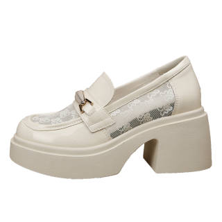 Forest Princess Synthetic Leather Loafers Women's Beige