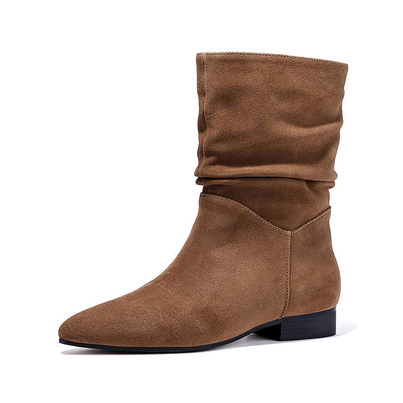 BELLALILY Cow Suede Ankle Boots 2cm Women's