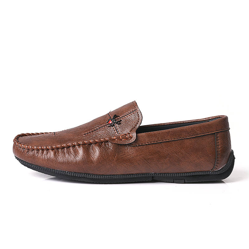 YINGLUNQISHI Cow Split Leather Casual Shoes Men's Brown