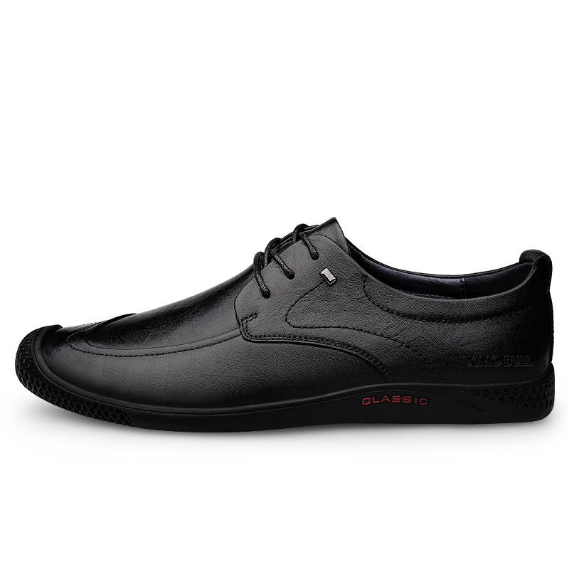 XIMO BULL Casual Leather Shoes Men's Low Top Black/Brown