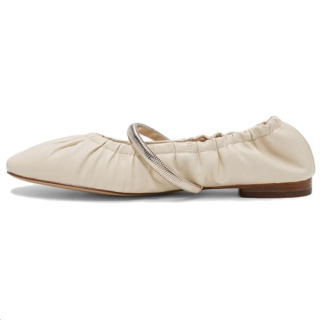 SAM EDELMAN Sheepskin Flat Mary Jane Shoes Women's Ivory White