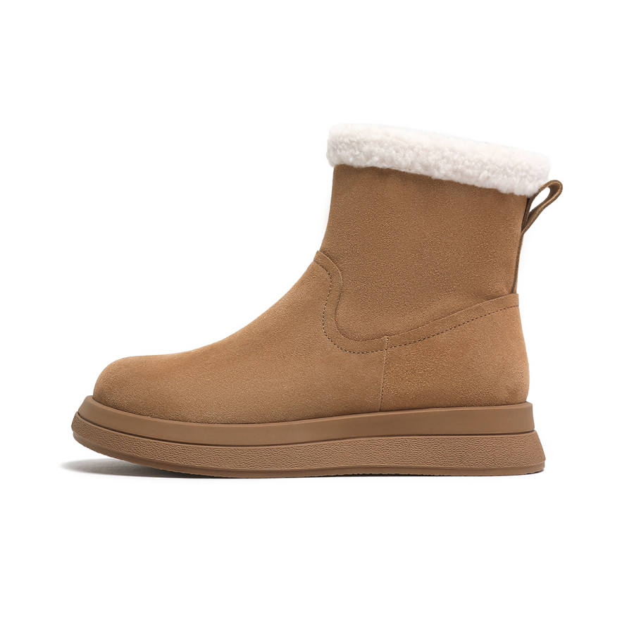 BOJUEMAO Cow Suede Snow Boots Women's