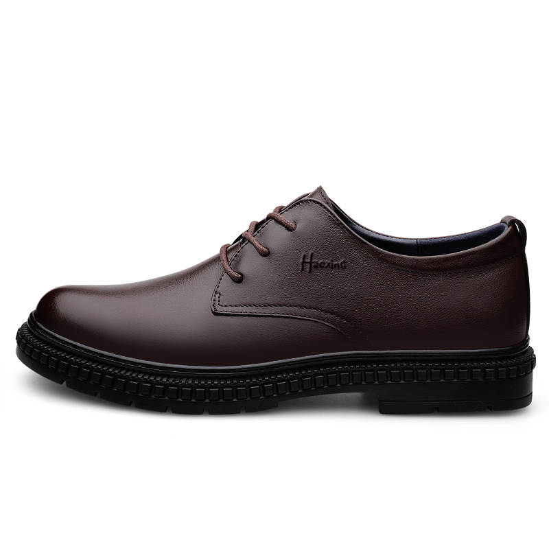 HAOXING Top Grain Cow Leather Casual Shoes Men's Brown