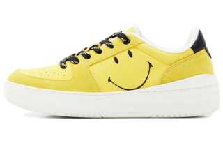 Desigual Leather Low top Stylish Skateboarding Shoes Women's Yellow White