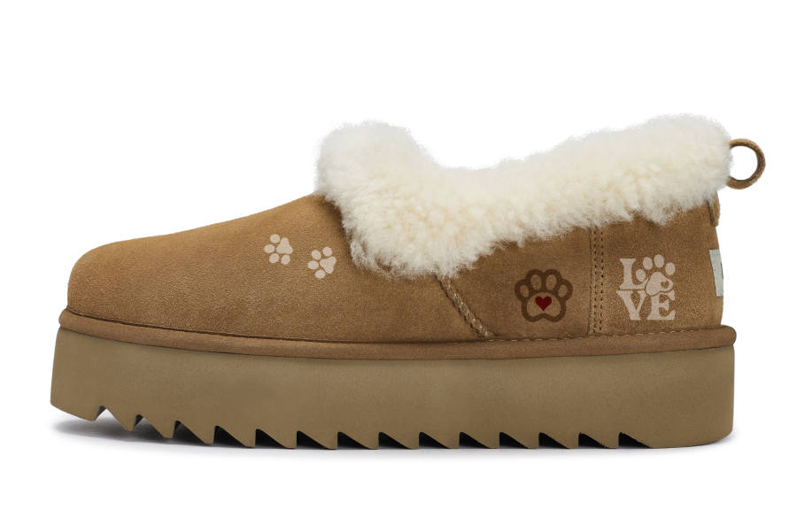 UGG 811 Manufacturing, Love Dog Lovers Ankle Length Snow Boots Women's Brown