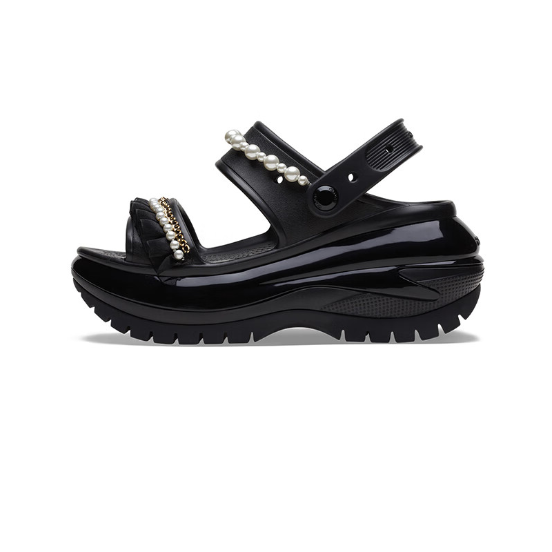 Crocs Crocs Mega Crush Pearl Ruffle Sandal 'Black' Women's