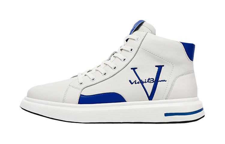 VICKI BROWN High top Skateboard Shoes Men's White Blue