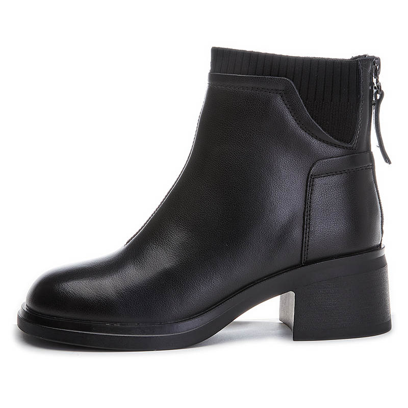 POOQ Cow Leather Ankle Boots 7cm Women's