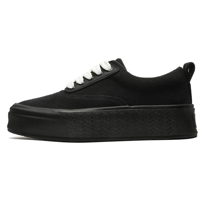 WEISHIBANGWEI Canvas Breathable Low top Skateboard Shoes Unisex Black