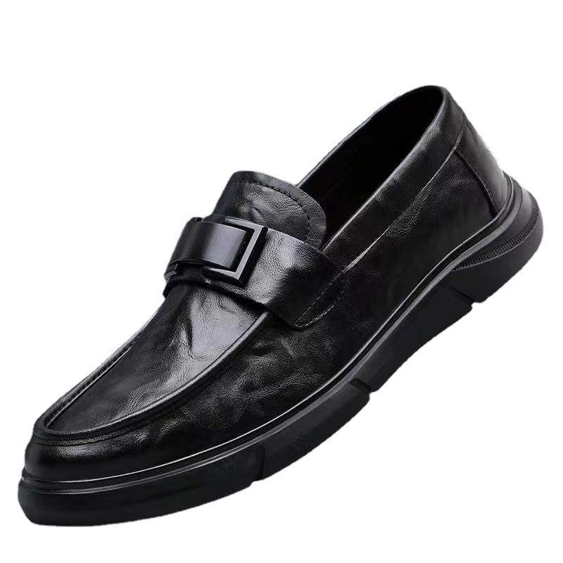 KACHILANG Cow Split Leather Casual Shoes Men's Black