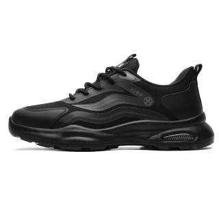 ACEMICKY Cow Split Leather Low top Casual Shoes Men's Black