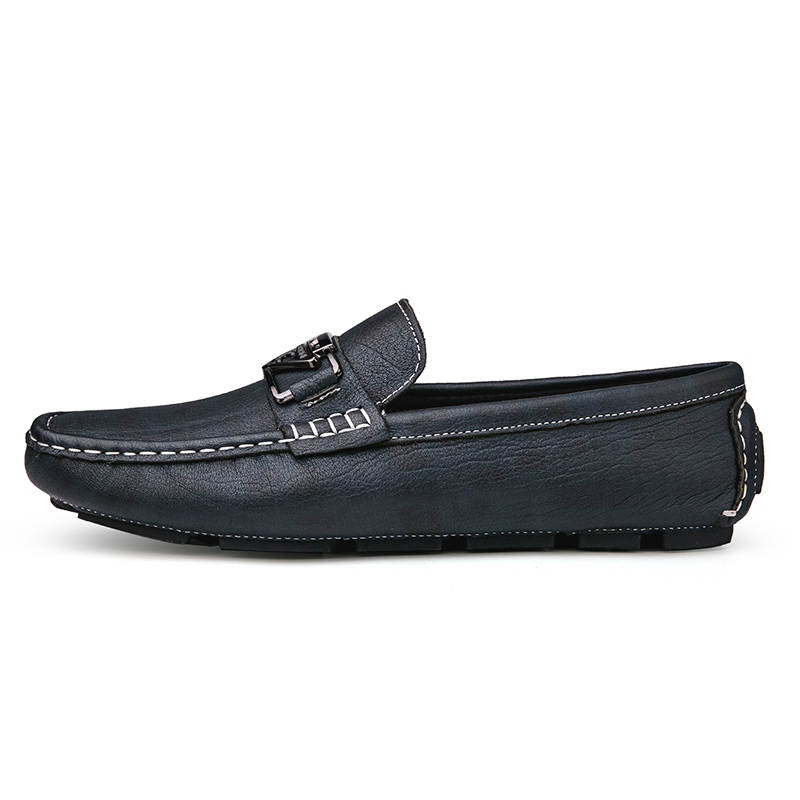 CKVUSAMG Top Grain Cow Leather Gommino Loafers Men's Blue