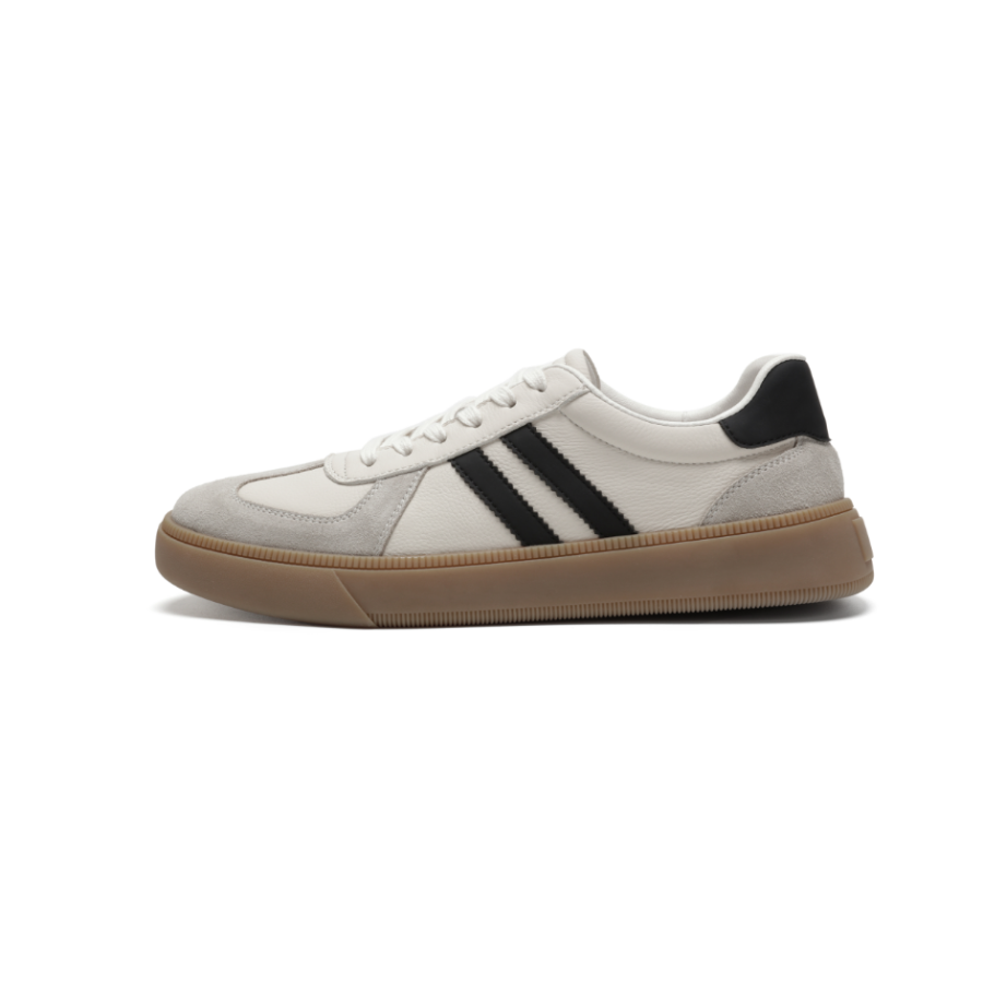 AOKANG Cow Leather Low top Skateboard Shoes Men's White Gray