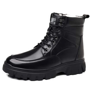 Devanro Top Grain Cow Leather Short Combat Boots 3.5cm Men's Black