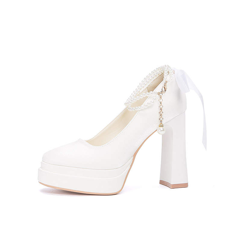 Zubumei Silk Chunky Heel High Heels 11cm Women's