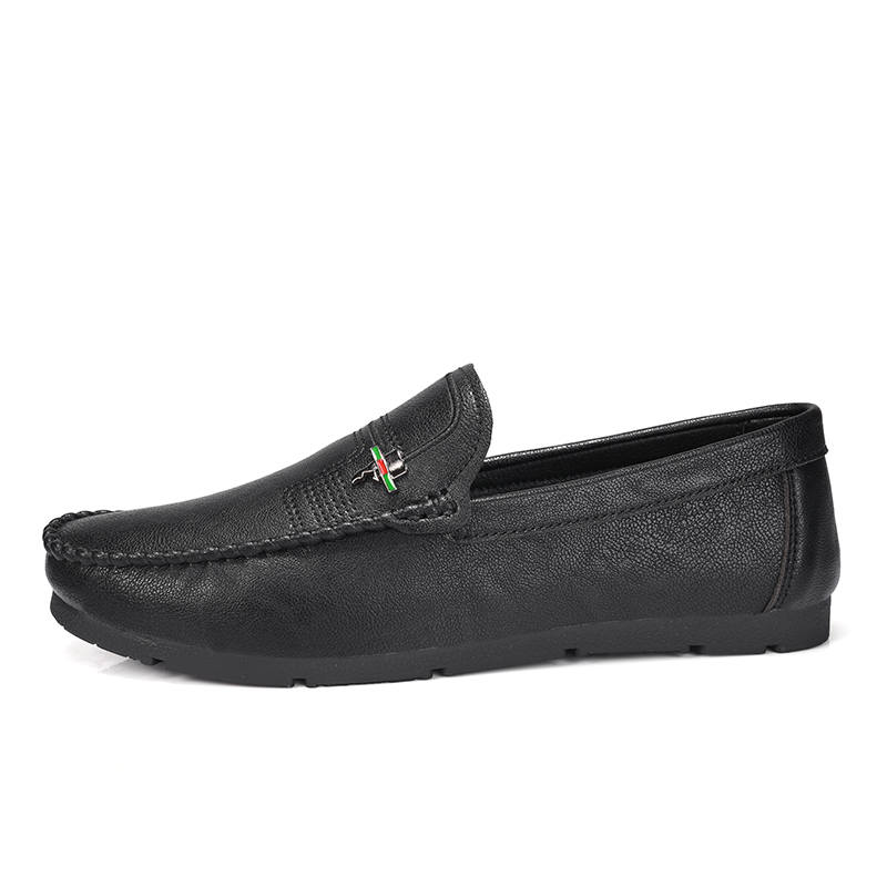 YINGLUNQISHI Cow Split Leather Casual Shoes Men's Black