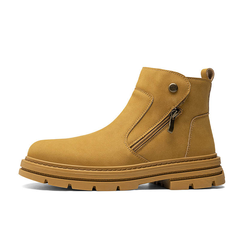 CARTELO Fashion Niche Yellow Boots Microfiber Leather Crew Combat Boots Men's