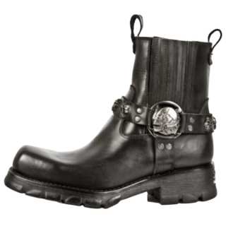 NEW ROCK Cow Leather Ankle Boots 5CM Unisex Black