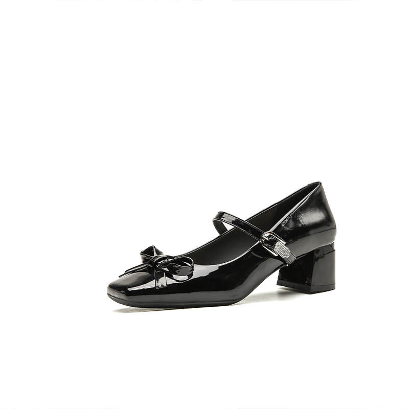 Bamiti Patent Leather Chunky Heel Mary Jane Shoes 5CM Women's