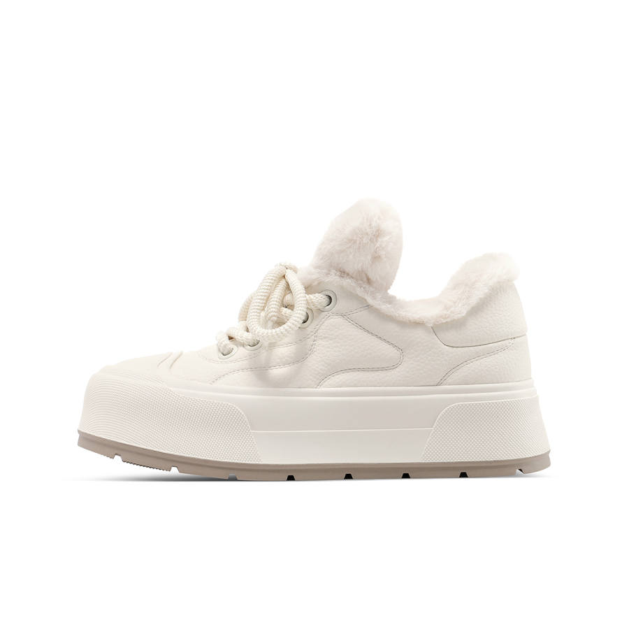 C°BANNER Synthetic Leather Thermal Low top Skateboard Shoes Women's Ecru