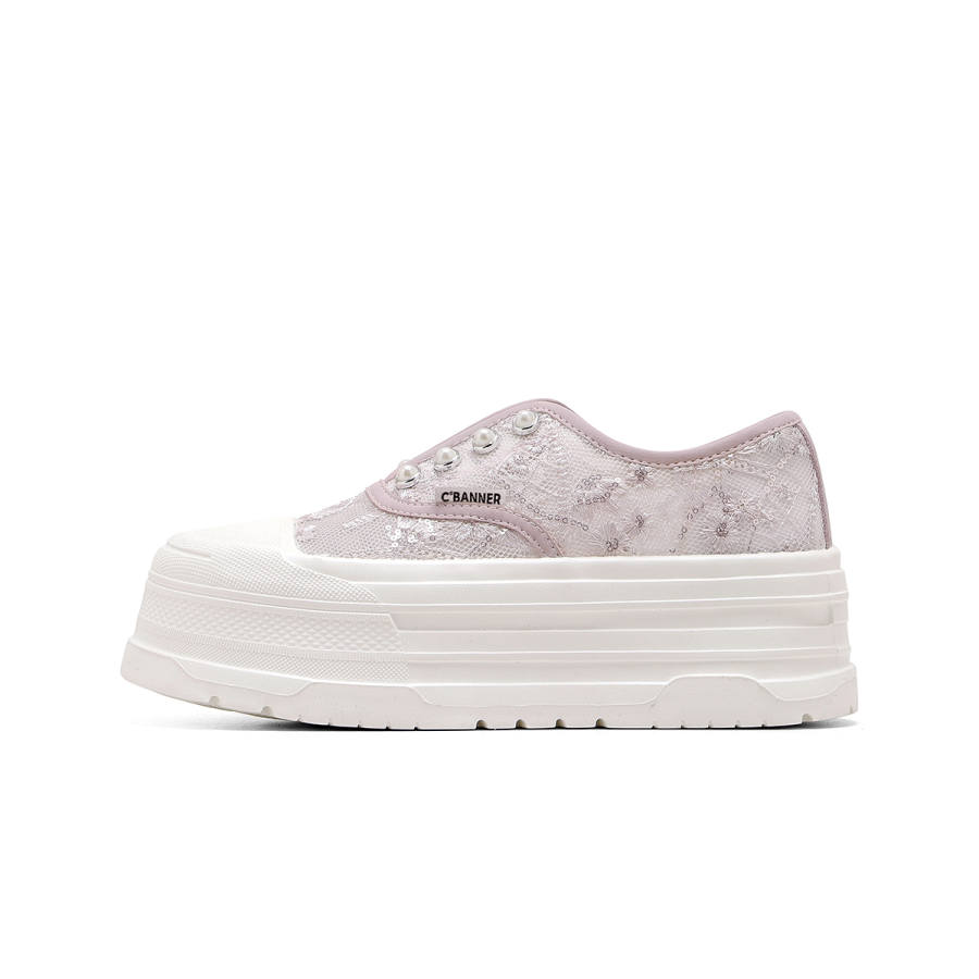 C°BANNER Casual Shoes Women's Low Top Pink Purple/Beige/Yellow