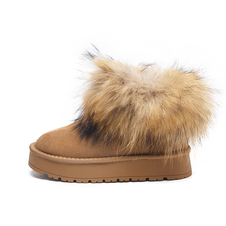 ZGR Cow Split Leather Thermal Short Snow Boots Women's