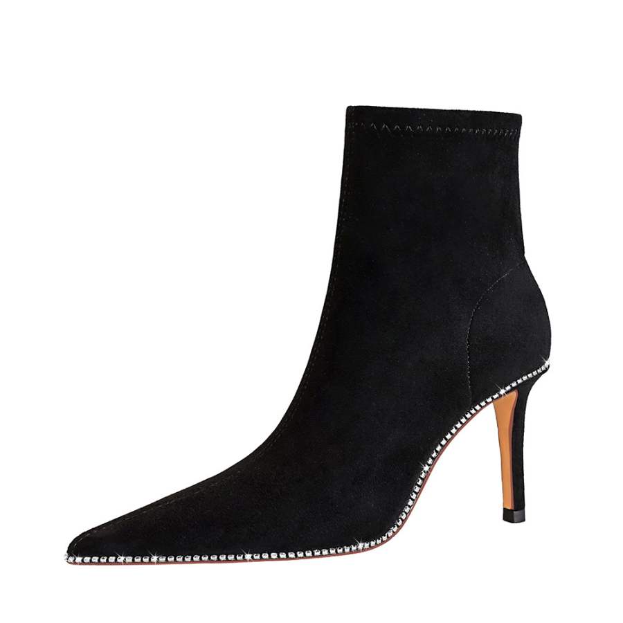 QITUMAUL Ankle Boots 8cm Women's Black