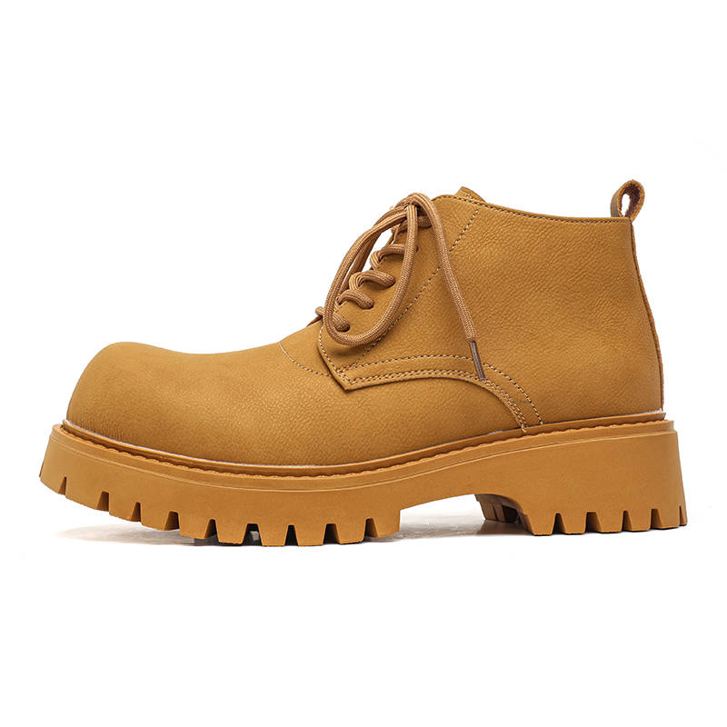 Xiwencha Microfiber Leather Short Combat Boots 4cm Men's