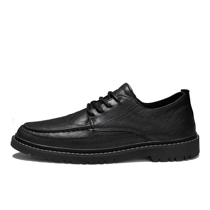 YINGLUNQISHI Cow Split Leather Casual Shoes Men's Black