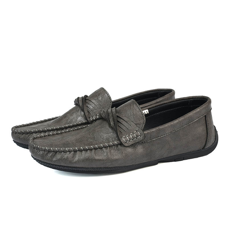 YINGLUNQISHI Cow Split Leather Casual Shoes Men's Gray