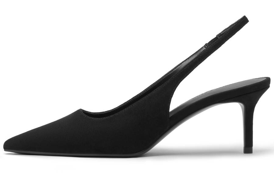 CHARLES&KEITH Small Ck Fabric Slim Heel High Heels 7.2cm Women's Black Textured Black Textured