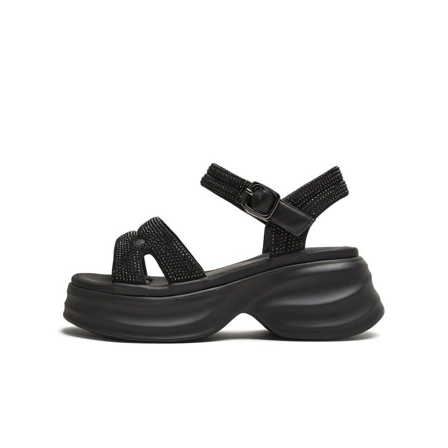 Teenmix Sparkling Rhinestone One Strap Sandals Women's