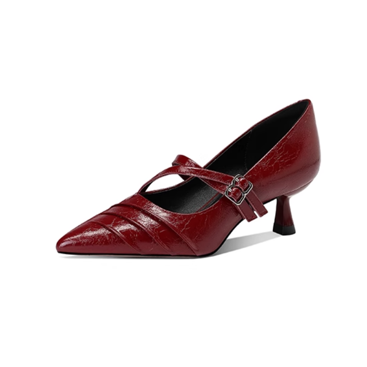 JESSICA SOPHIA Cow Leather Slim Heel Mary Jane Shoes 4.5cm Women's