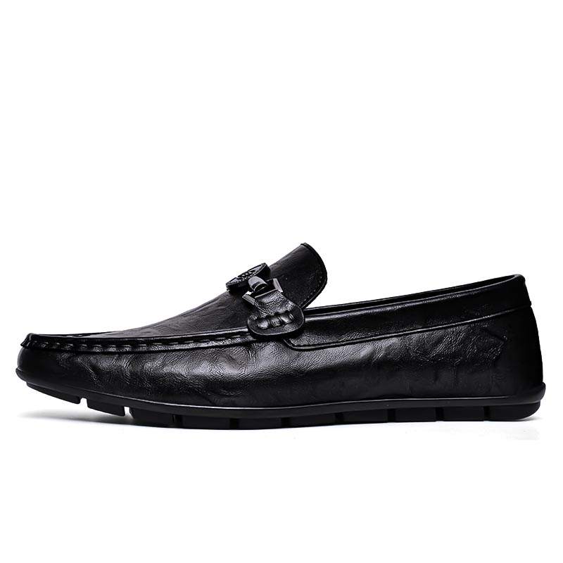 TOMAY TOMAY Cow Split Leather Gommino Loafers Unisex Black