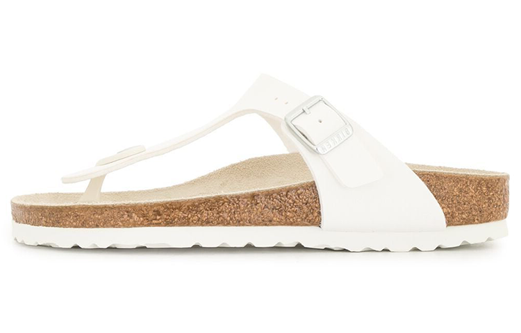 Birkenstock Gizeh Rubber Sole Abrasion Resistant Abrasion Resistant Flip Flops Unisex White Brown