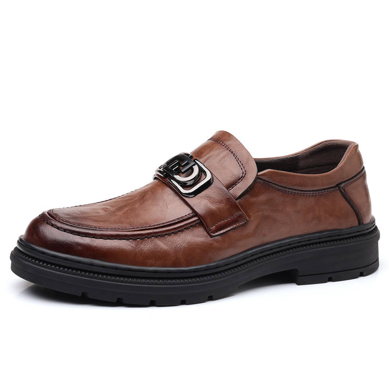 CITONGXIANSHENG Cow Split Leather Casual Shoes Men's Brown