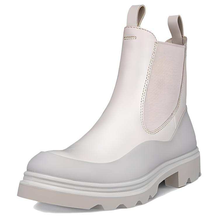 Ecco Cow Leather 14cm Chelsea Boots 4cm Women's Gray White