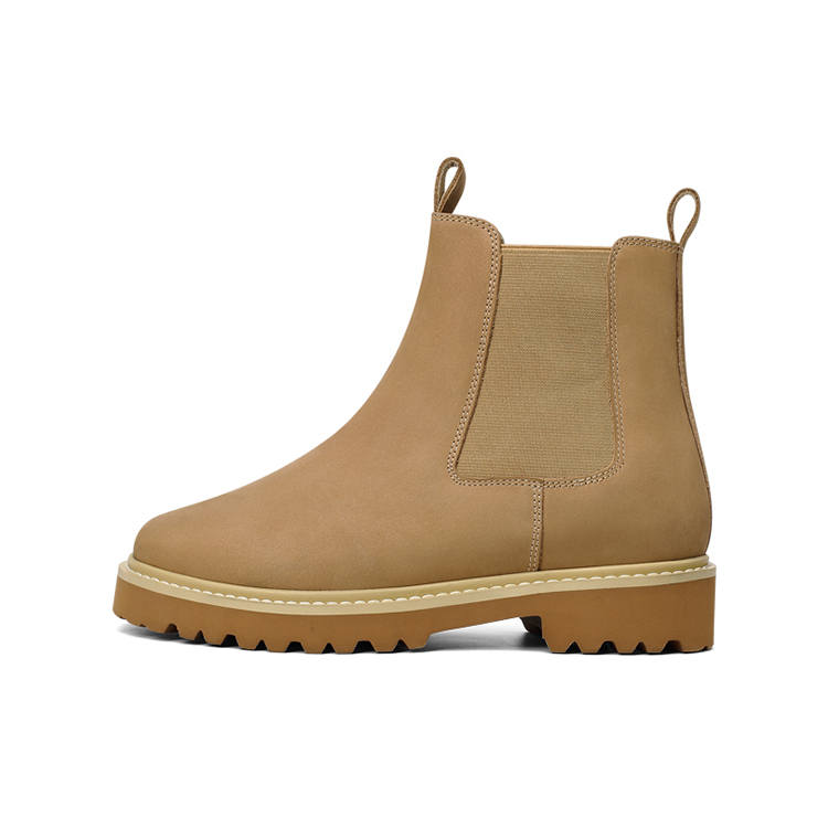 He Jinchang Cow Leather Short Chelsea Boots Women's Yellow