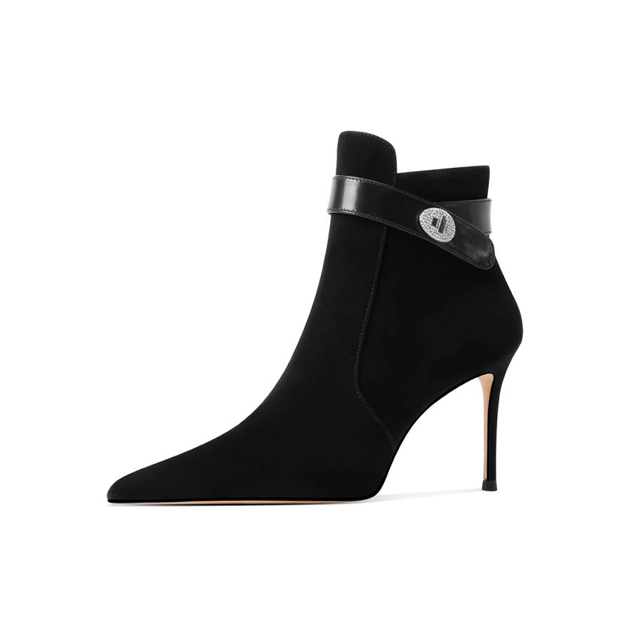 Shesrim Baby Calf Leather Ankle Boots Women's Black