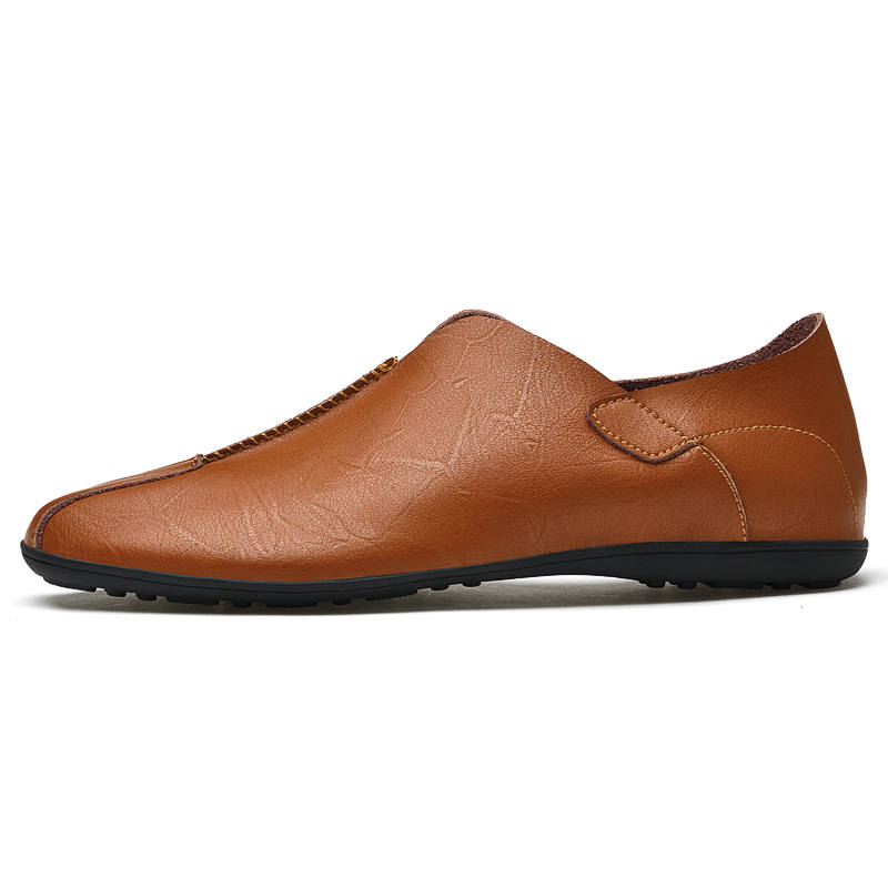CKVUSAMG Top Grain Cow Leather Low top Casual Shoes Unisex Brown
