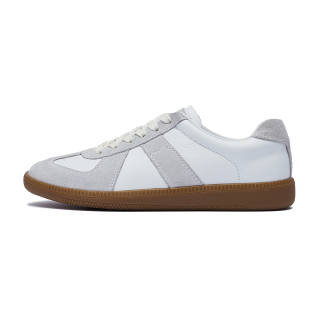 JUMP&FISH Cow Split Leather Fashion Trend Lightweight And Breathable Low top Skateboard Shoes Unisex White Gray