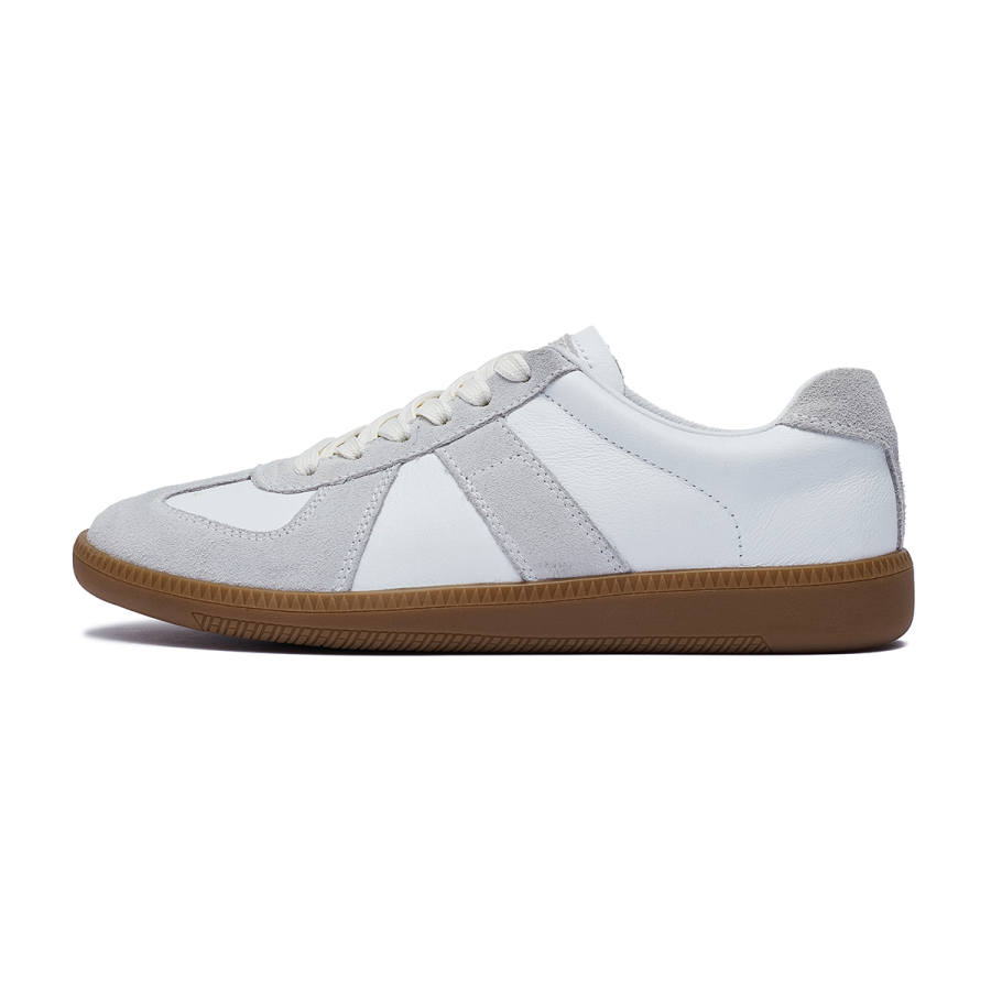 JUMP&FISH Cow Split Leather Fashion Trend Lightweight And Breathable Low top Skateboard Shoes Unisex White Gray