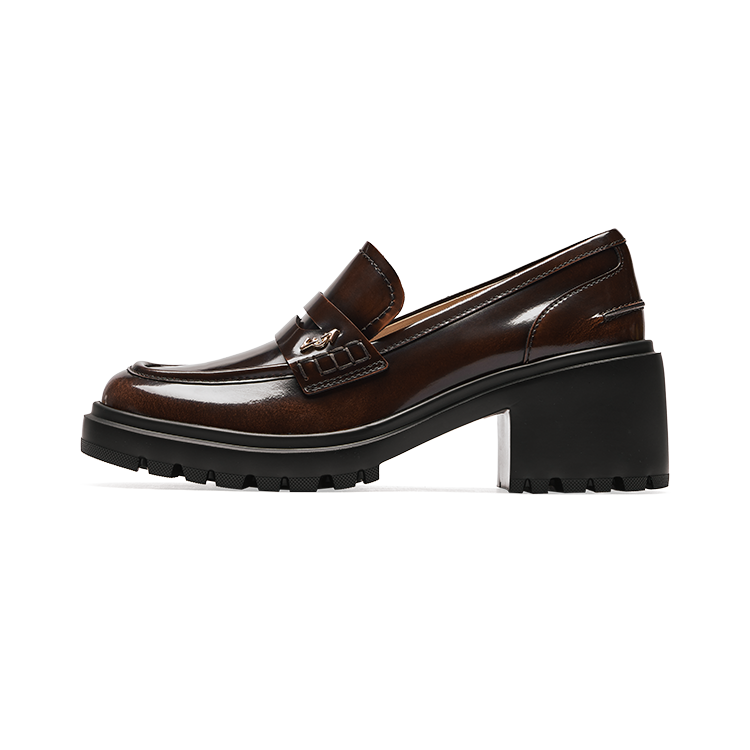 73Hours Fallen Leaves Sound Effect Cow Leather Loafers 6.5cm Women's
