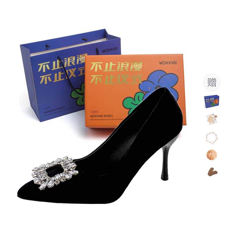 WOXXXN Pu Slim Heel High Heels Women's Black