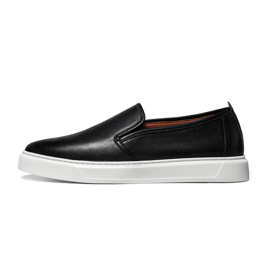 THOM WILLS Minimalist Style Versatile Calfskin Slip on Low top Skateboard Shoes Men's