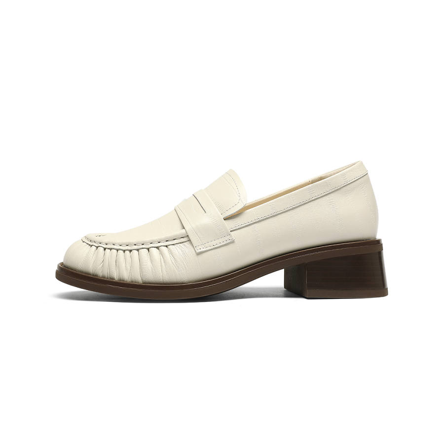 GOLDLION Cow Leather Loafers 4cm Women's