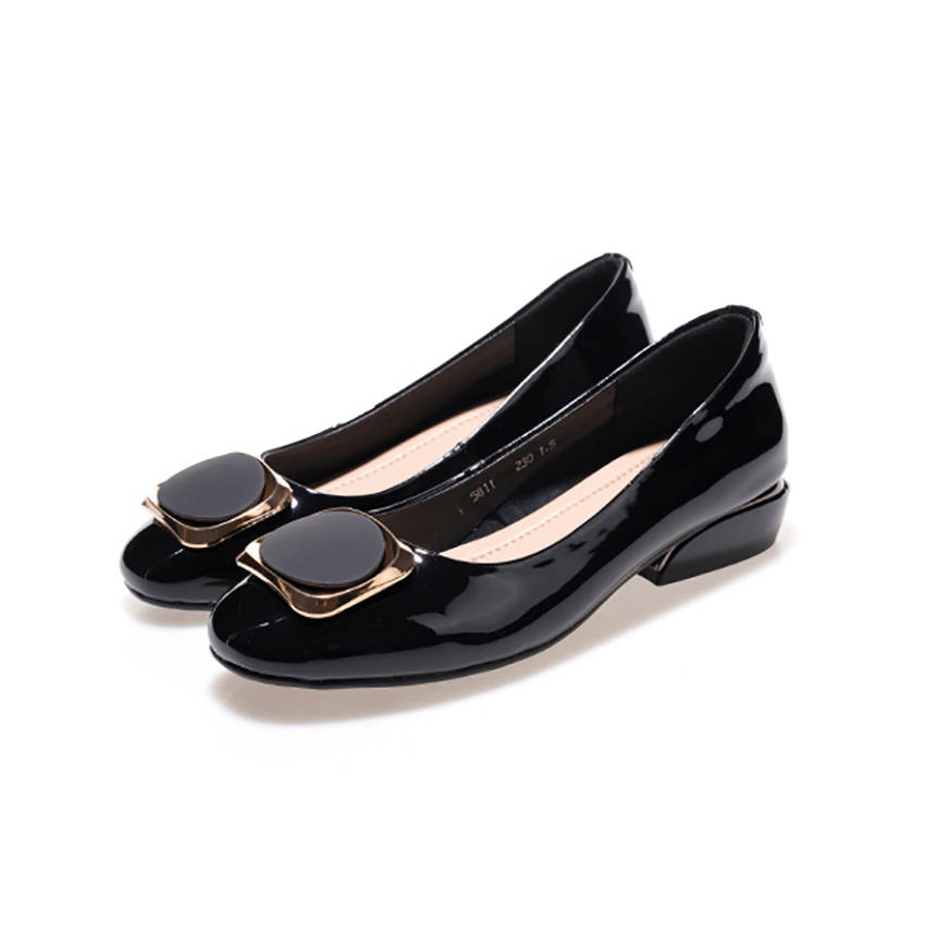 Devanro Devanro Top Grain Cow Leather Chunky Heel High Heels 3.0CM Women's