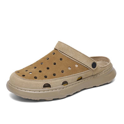 TEMPUR Rubber Sole Slip Resistant Closed Toe Slippers Men's Wheat Ear Brown
